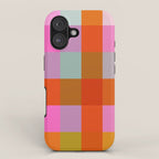 Vibrant Pink and Orange Plaid Abstract Geometric Pattern iPhone Case Gallery Image 1