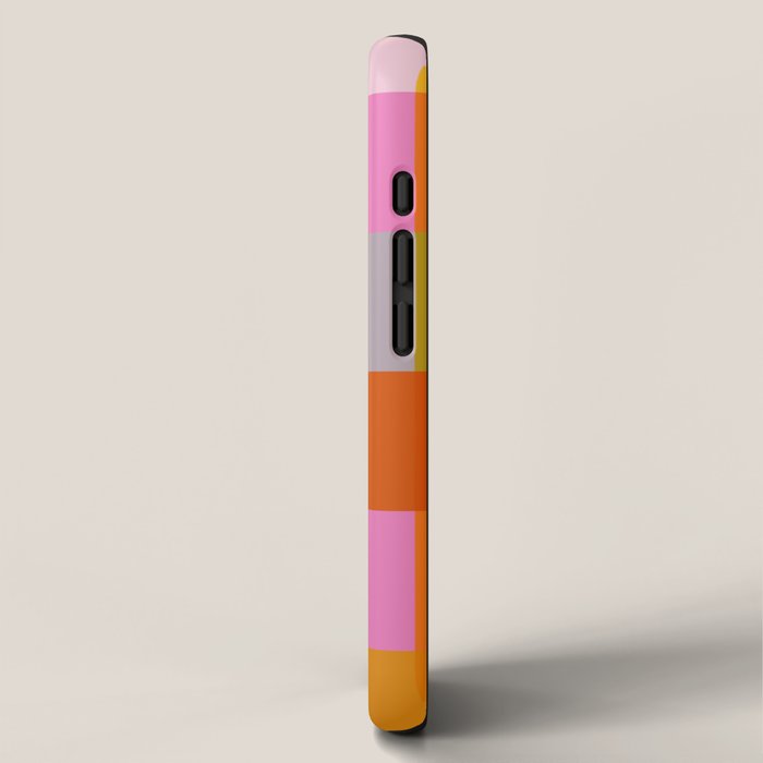 Vibrant Pink and Orange Plaid Abstract Geometric Pattern iPhone Case Gallery Image 2