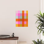 Vibrant Pink and Orange Plaid Abstract Geometric Pattern Poster Gallery Image 2