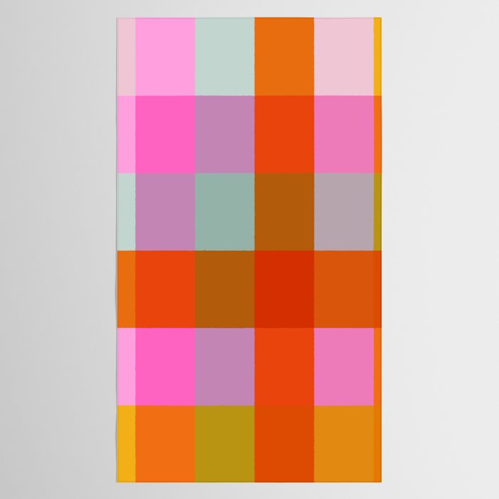 Vibrant Pink and Orange Plaid Abstract Geometric Pattern Tablecloth Gallery Image 2