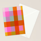 Vibrant Pink and Orange Plaid Abstract Geometric Pattern Stationery Card Gallery Image 2