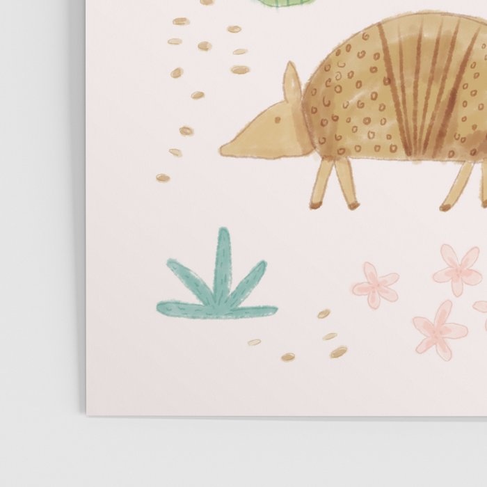 Armadillos in the Desert - Watercolor Poster Gallery Image 3