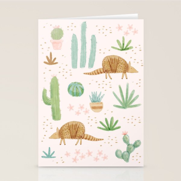 Armadillos in the Desert - Watercolor Stationery Card Gallery Image 2