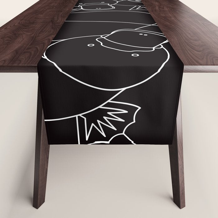 Minimalist Platypus Black and White Table Runner Gallery Image 1