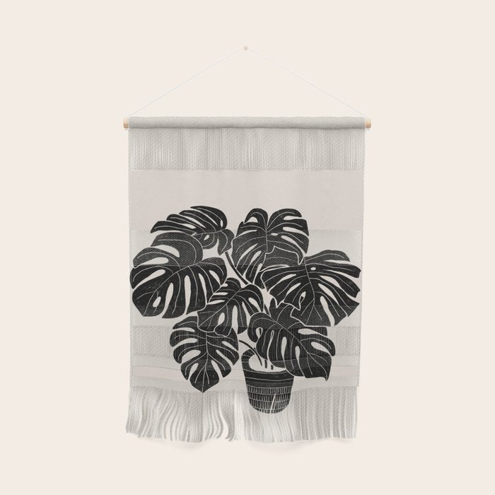 Black & White Plants / Monstera Deliciosa Wall Hanging Gallery Image 1