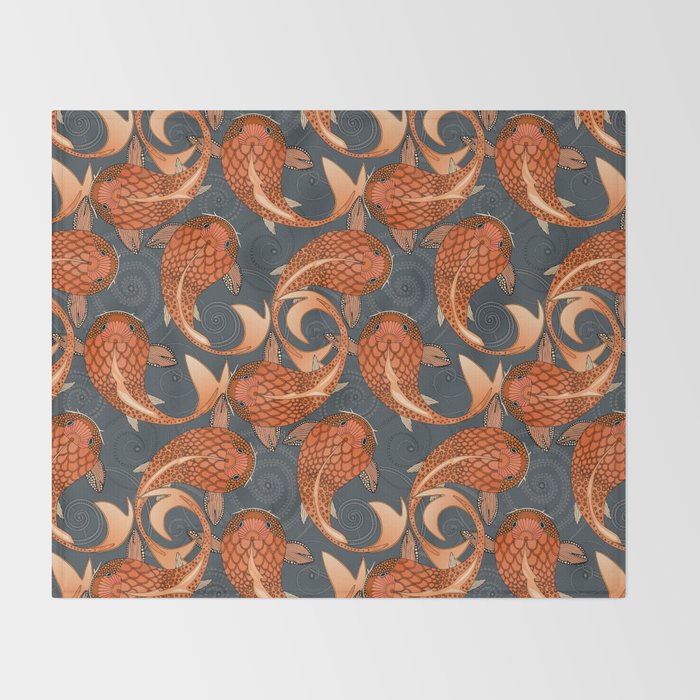 paisley fish gray Throw Blanket Gallery Image 2