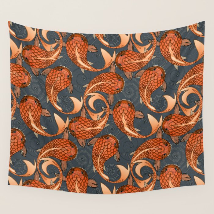 paisley fish gray Wall Tapestry Gallery Image 1