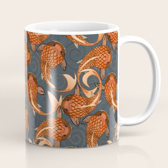 paisley fish gray Coffee Mug Gallery Image 1