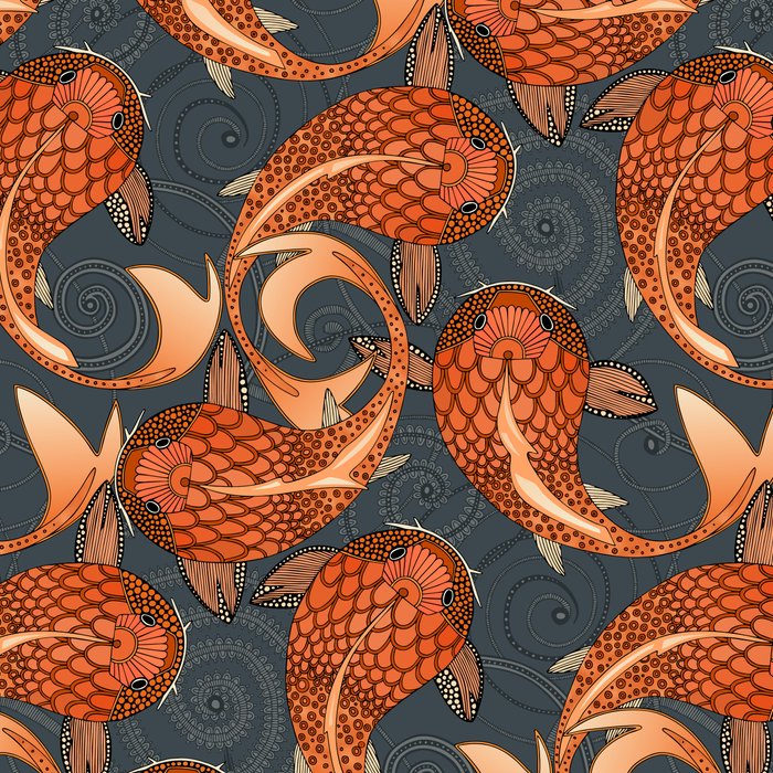 paisley fish gray Coffee Mug Gallery Image 2