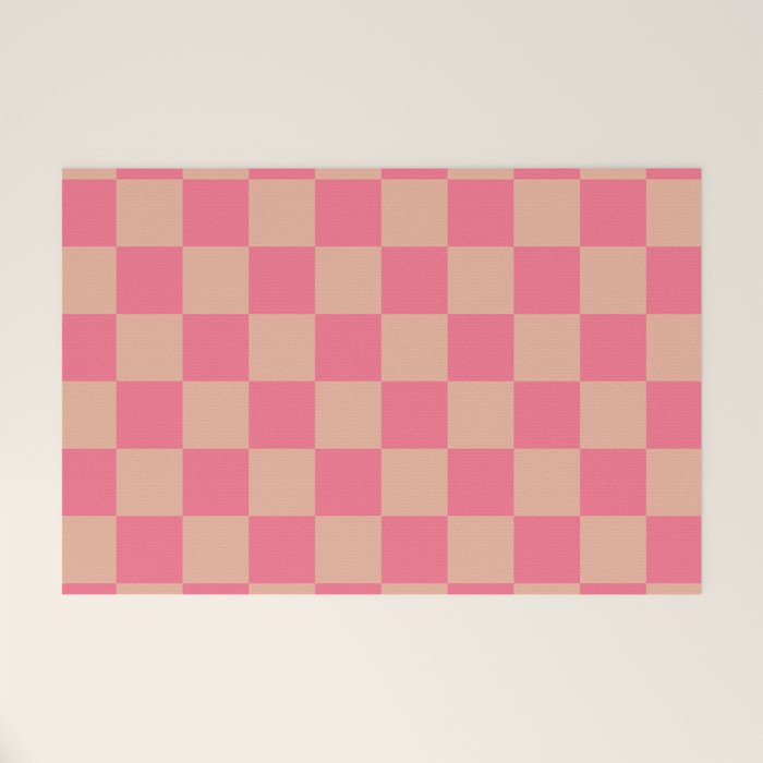 Whipped Peach x Retro Pink Mixed Checker Welcome Mat Gallery Image 1