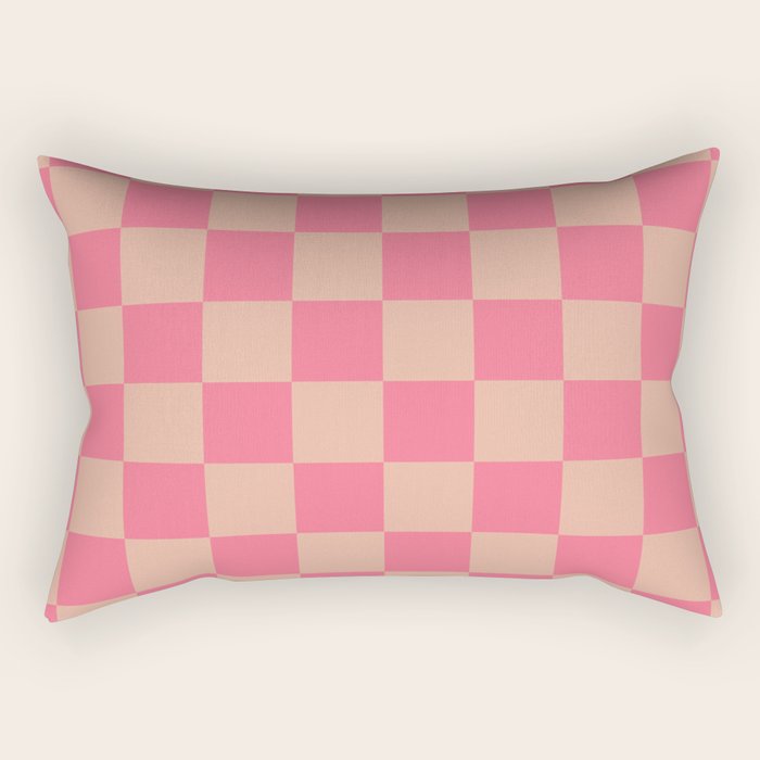 Whipped Peach x Retro Pink Mixed Checker Rectangular Pillow Gallery Image 1