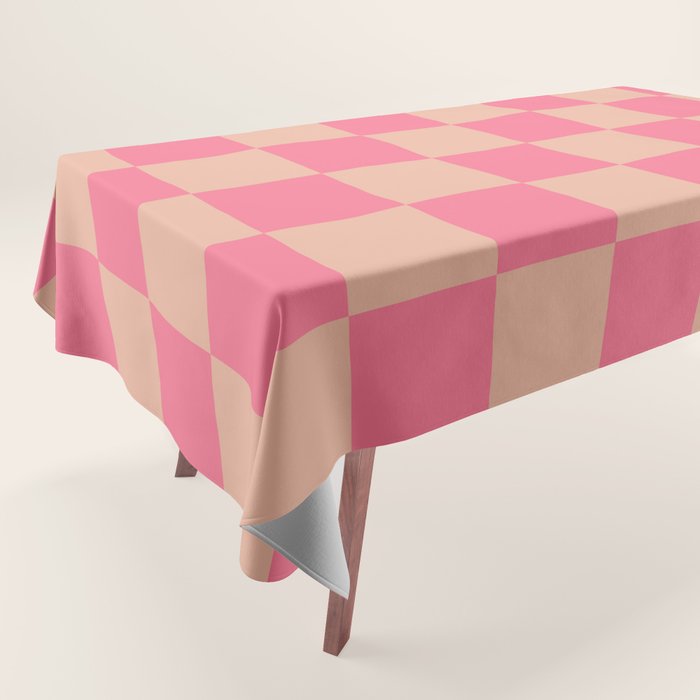 Whipped Peach x Retro Pink Mixed Checker Tablecloth Gallery Image 1