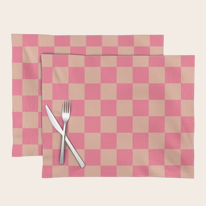 Whipped Peach x Retro Pink Mixed Checker Placemat Gallery Image 1