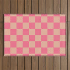 Whipped Peach x Retro Pink Mixed Checker Outdoor Rug Gallery Image 1