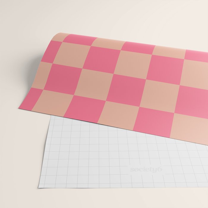 Whipped Peach x Retro Pink Mixed Checker Wrapping Paper Gallery Image 2