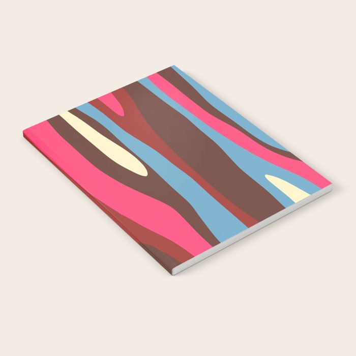 Abstract Wild Stripes Pattern in Pink Maroon Brown Blue Notebook Gallery Image 2