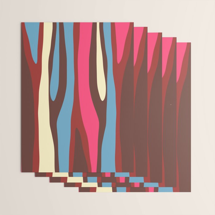 Abstract Wild Stripes Pattern in Pink Maroon Brown Blue Wrapping Paper Gallery Image 3