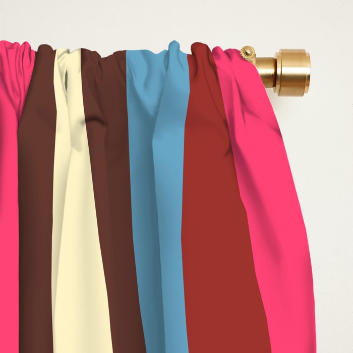Abstract Wild Stripes Pattern in Pink Maroon Brown Blue Window Curtain Gallery Image 2