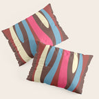 Abstract Wild Stripes Pattern in Pink Maroon Brown Blue Pillow Sham Gallery Image 3