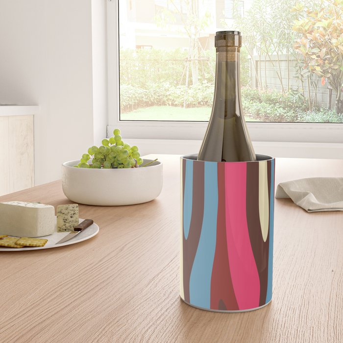 Abstract Wild Stripes Pattern in Pink Maroon Brown Blue Wine Chiller Gallery Image 4