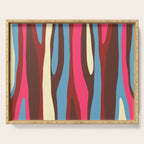 Abstract Wild Stripes Pattern in Pink Maroon Brown Blue Serving Tray Gallery Image 1