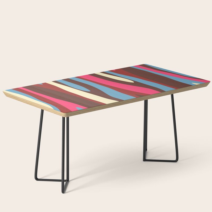 Abstract Wild Stripes Pattern in Pink Maroon Brown Blue Coffee Table Gallery Image 1