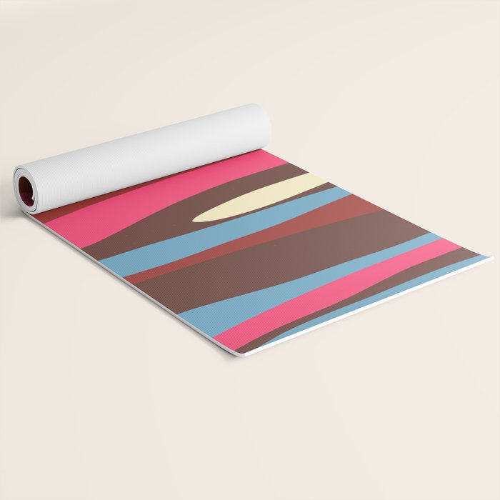 Abstract Wild Stripes Pattern in Pink Maroon Brown Blue Yoga Mat Gallery Image 2