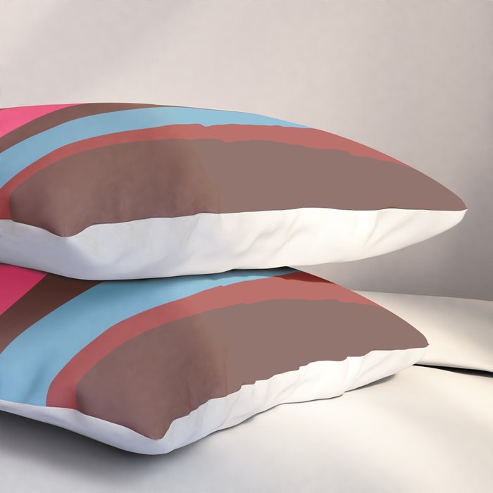 Abstract Wild Stripes Pattern in Pink Maroon Brown Blue Pillow Sham Gallery Image 3