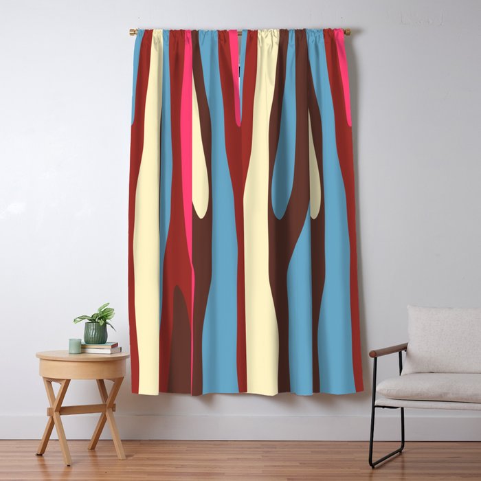 Abstract Wild Stripes Pattern in Pink Maroon Brown Blue Window Curtain Gallery Image 5