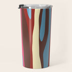 Abstract Wild Stripes Pattern in Pink Maroon Brown Blue Travel Mug Gallery Image 3