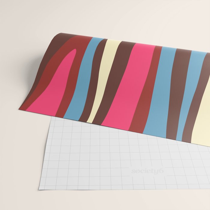 Abstract Wild Stripes Pattern in Pink Maroon Brown Blue Wrapping Paper Gallery Image 2