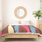 Abstract Wild Stripes Pattern in Pink Maroon Brown Blue Duvet Cover Gallery Image 3