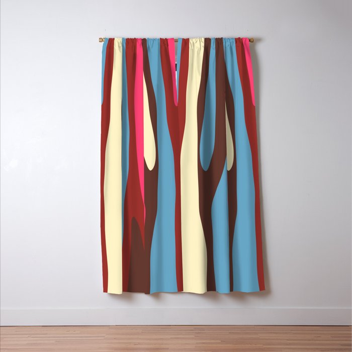 Abstract Wild Stripes Pattern in Pink Maroon Brown Blue Window Curtain Gallery Image 3