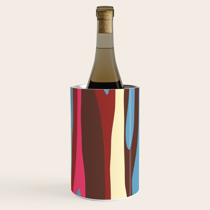 Abstract Wild Stripes Pattern in Pink Maroon Brown Blue Wine Chiller Gallery Image 2