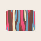Abstract Wild Stripes Pattern in Pink Maroon Brown Blue Bath Mat Gallery Image 1