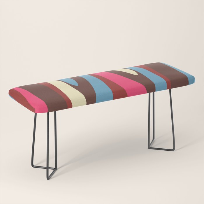 Abstract Wild Stripes Pattern in Pink Maroon Brown Blue Bench Gallery Image 1