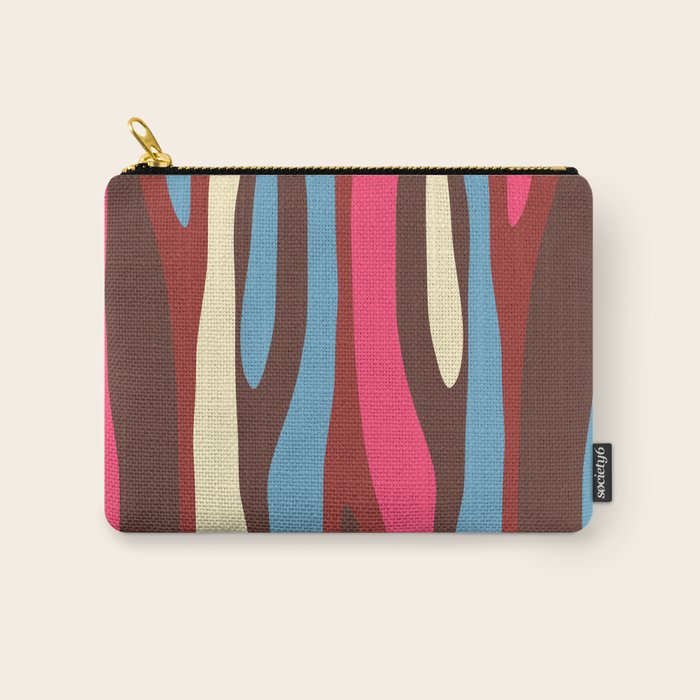 Abstract Wild Stripes Pattern in Pink Maroon Brown Blue Carry All Pouch Gallery Image 1