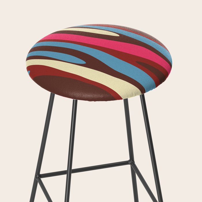Abstract Wild Stripes Pattern in Pink Maroon Brown Blue Stool Gallery Image 2