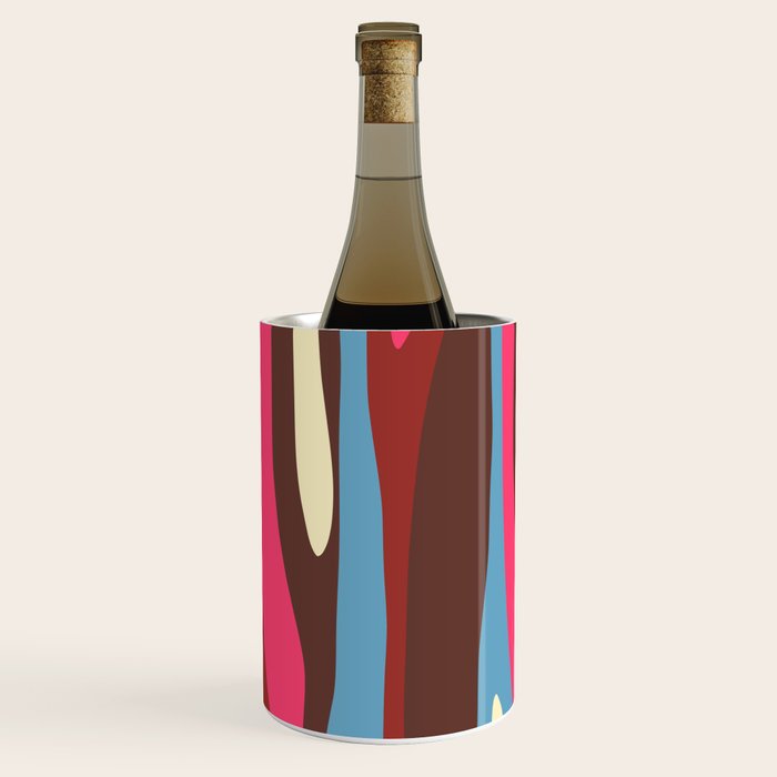Abstract Wild Stripes Pattern in Pink Maroon Brown Blue Wine Chiller Gallery Image 3