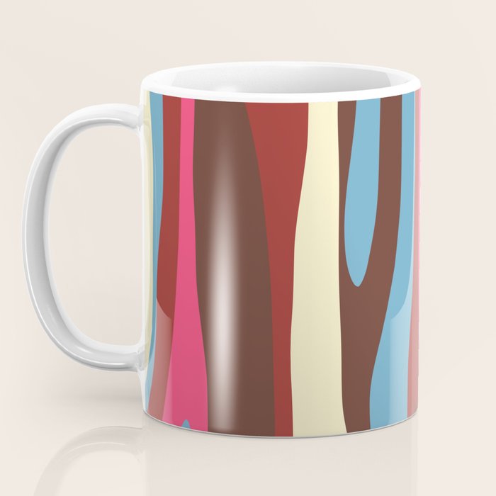 Abstract Wild Stripes Pattern in Pink Maroon Brown Blue Coffee Mug Gallery Image 3