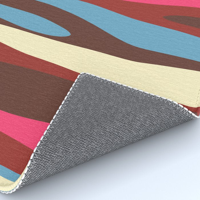 Abstract Wild Stripes Pattern in Pink Maroon Brown Blue Rug Gallery Image 4