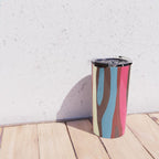 Abstract Wild Stripes Pattern in Pink Maroon Brown Blue Travel Mug Gallery Image 4