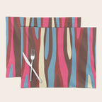 Abstract Wild Stripes Pattern in Pink Maroon Brown Blue Placemat Gallery Image 1