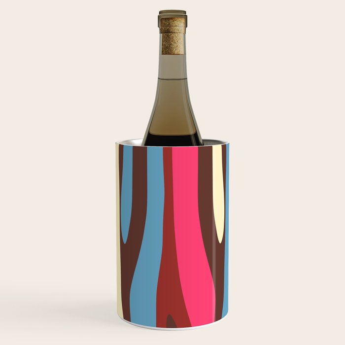 Abstract Wild Stripes Pattern in Pink Maroon Brown Blue Wine Chiller Gallery Image 1