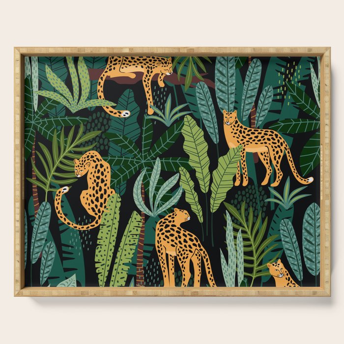 Midnight Leopard Jungle Serving Tray Gallery Image 1