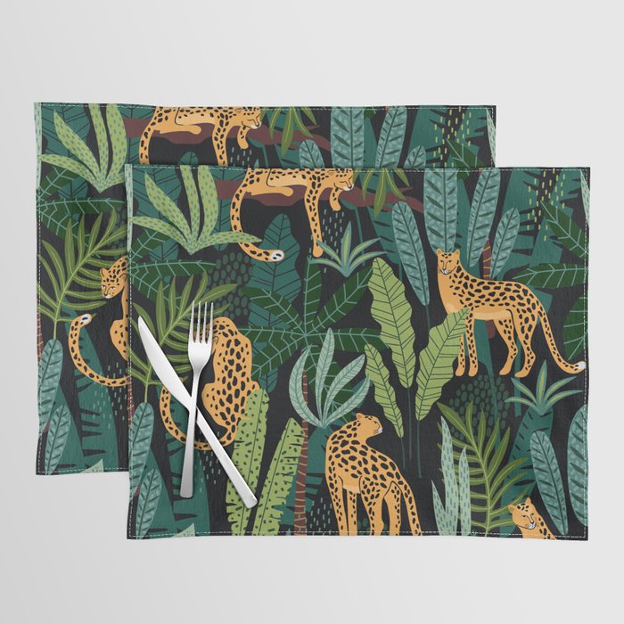 Midnight Leopard Jungle Placemat Gallery Image 1