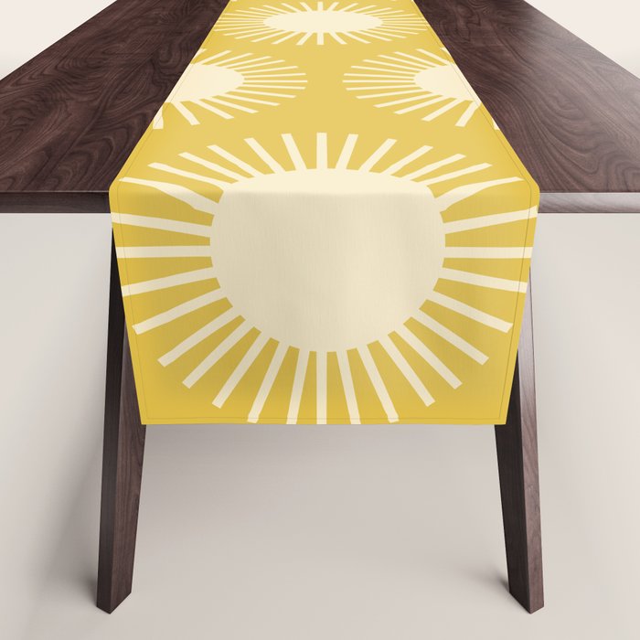 Boho Summer Sun Pattern IV Bright Yellow Table Runner Gallery Image 1