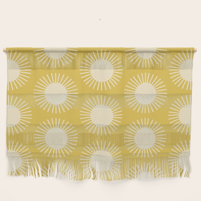 Boho Summer Sun Pattern IV Bright Yellow Wall Hanging Gallery Image 1
