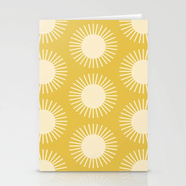 Boho Summer Sun Pattern IV Bright Yellow Stationery Card Gallery Image 2
