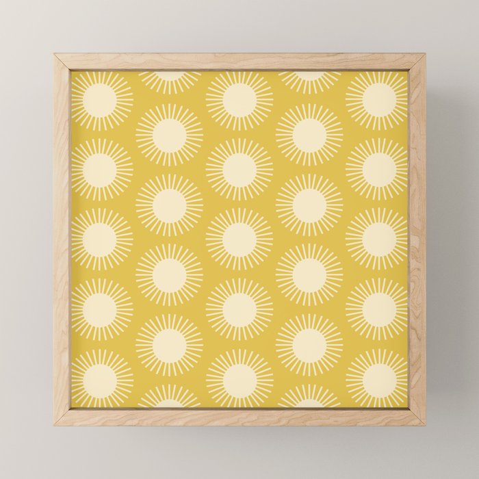 Boho Summer Sun Pattern IV Bright Yellow Mini Art Print Gallery Image 1